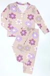Düğmeli Süprem Çocuk Pijama Takımı Vizon
