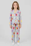 Düğmeli Süprem Çocuk Pijama Takımı Gri