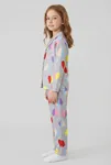 Düğmeli Süprem Çocuk Pijama Takımı Gri