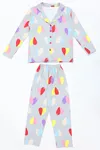 Düğmeli Süprem Çocuk Pijama Takımı Gri