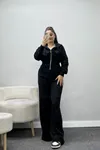 Kadın 2 İplik Fermuarlı Eşofman Takımı Siyah