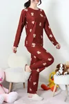 Kadın Süet Alt Üst Aynı Pijama Takımı Kiremit