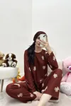 Kadın Süet Alt Üst Aynı Pijama Takımı Kiremit