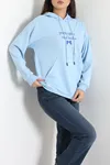 Kadın 2 İplik Kapşonlu Nakışlı Sweat Bebemavi