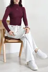 Kadın Buzzy Dik Yaka Drapeli Body Mürdüm