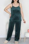 Kadın Fransız Kadife Battal Pijama Takımı Zümrüt
