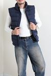 Dik Yaka Erkek Şişme Yelek Lacivert