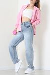 Kadın 3 İplik Kompakt Oversize Biye Detaylı Sweat Pembe