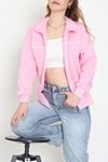 Kadın 3 İplik Kompakt Oversize Biye Detaylı Sweat Pembe