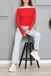 Viskon Polyester Degaje Yaka Uzun Kol İçi Body Kadın Bluz Kırmızı