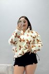 Kadın Yarım Fermuarlı Peluş Sweat Ekrukurdele