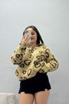 Kadın Yarım Fermuarlı Peluş Sweat Vizonkahve