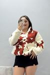 Kadın Yarım Fermuarlı Peluş Sweat Ekrukiremit