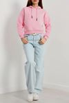 Kadın 3 İplik Kapşonlu Crop Sweat Pembe