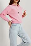 Kadın 3 İplik Kapşonlu Crop Sweat Pembe