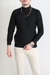 Yarım Balıkçı Yaka Erkek Triko Sweat Siyah