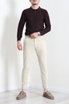 Düğmeli Polo Yaka Erkek Triko Sweat Mürdüm
