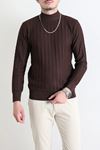 Yarım Balıkçı Yaka Erkek Triko Sweat Kahve
