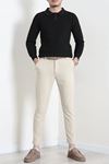 Düğmeli Polo Yaka Erkek Triko Sweat Siyah