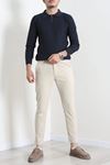Düğmeli Polo Yaka Erkek Triko Sweat Lacivert