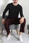 Süet Cepli Erkek Pijama Alt Bordo
