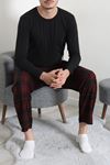 Süet Cepli Erkek Pijama Alt Bordo