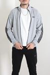 2 İplik Premium Fermuarlı Şeritli Erkek Sweat Erkek Sweat Gri
