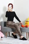 Kadın Desenli Süet Pijama Altı Leopar