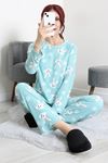 Kadın Süet Alt Üst Aynı Pijama Takımı Yeşiltavşan