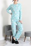 Kadın Süet Alt Üst Aynı Pijama Takımı Yeşiltavşan