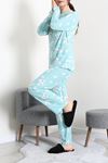 Kadın Süet Alt Üst Aynı Pijama Takımı Yeşiltavşan
