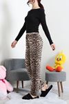 Kadın Desenli Süet Pijama Altı Leopar