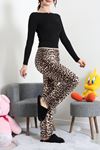 Kadın Desenli Süet Pijama Altı Leopar