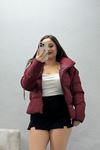 Kadın Kapşonlu Şişme Mont Mürdüm