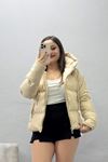 Kadın Kapşonlu Şişme Mont Taş