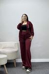 Kadın 3 İplik Şardonsuz Eşofman Takım Bordo