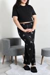 Kadın Büyük Beden Süet Pijama Altı Siyah