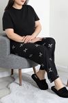 Kadın Büyük Beden Süet Pijama Altı Siyah
