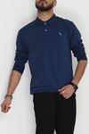 2 İplik Likralı Polo Yaka Erkek Sweat Lacivert
