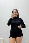 Kadın Drapeli Dik Yaka Sandy Bluz Siyah