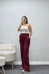 Kadın 3 İplik Şardonsuz Bol Paça Model Eşofman Altı Bordo