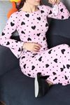 Kadın Kaşkorse İspanyol Kol Pijama Takımı Siyahpembe
