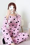 Kadın Kaşkorse İspanyol Kol Pijama Takımı Siyahpembe