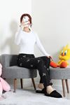 Kadın Desenli Süet Pijama Altı Siyah