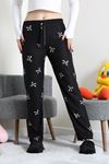 Kadın Desenli Süet Pijama Altı Siyah