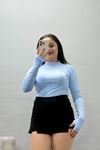 Kadın Dik Yaka Parmak Geçmeli Viskon Body Bebemavi