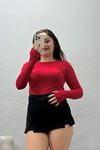 Kadın Bisiklet Yaka Parmak Geçmeli Viskon Body Kırmızı
