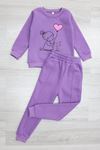 5-12 Yaş Bisiklet Yaka Çımalı 3 İplik Çocuk Takım Lila Model TV-98520