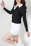Kadın Polo Yaka Ottomon Body Siyah