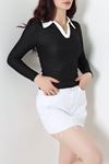 Kadın Polo Yaka Ottomon Body Siyah